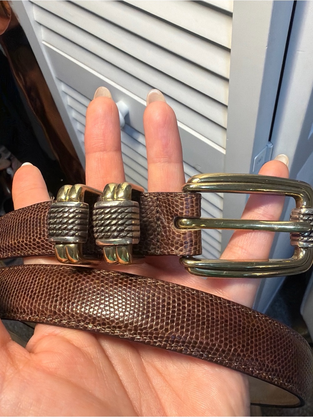Brown Leather Belt with Brass Buckle